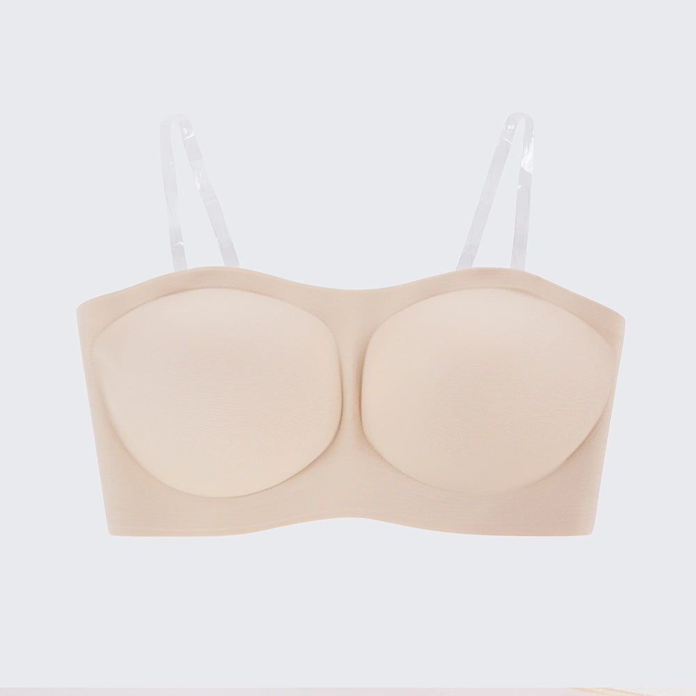 Seamless Strapless Wireless Bra with Removable Straps Invisible Comfort Bandeau Bra for Women
