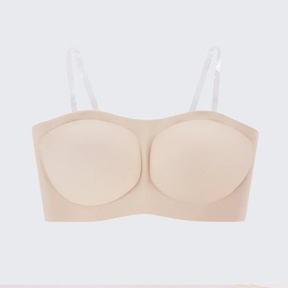 Seamless Strapless Wireless Bra with Removable Straps Invisible Comfort Bandeau Bra for Women