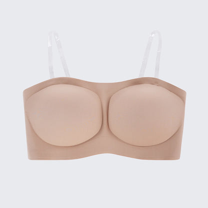 Seamless Strapless Wireless Bra with Removable Straps Invisible Comfort Bandeau Bra for Women