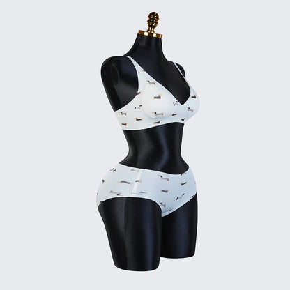 Printed Bra and Panty Set – Wireless Bralette & Matching Briefs