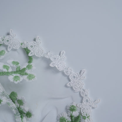 Deep V-neck White Lace Embroidery Bodysuit