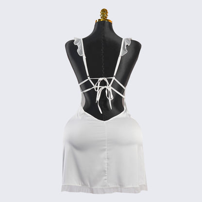 Dreamy White Satin Lace  Chemises Gown