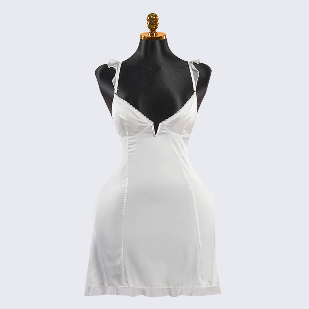 Dreamy White Satin Lace  Chemises Gown