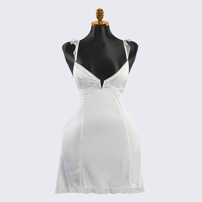 Dreamy White Satin Lace  Chemises Gown