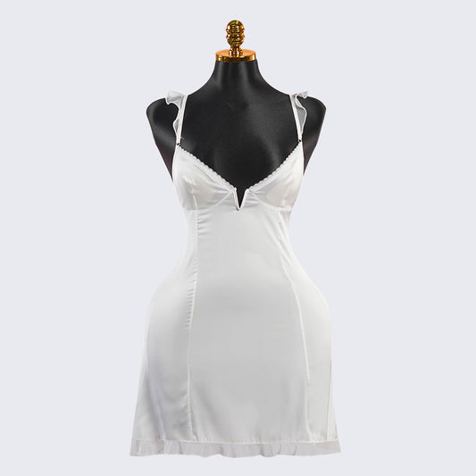 Dreamy White Satin Lace  Chemises Gown