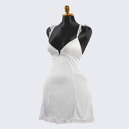 Dreamy White Satin Lace  Chemises Gown
