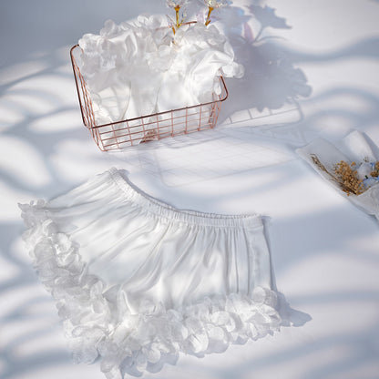 Elegant Ivory White Lace Lingerie Pajama Set