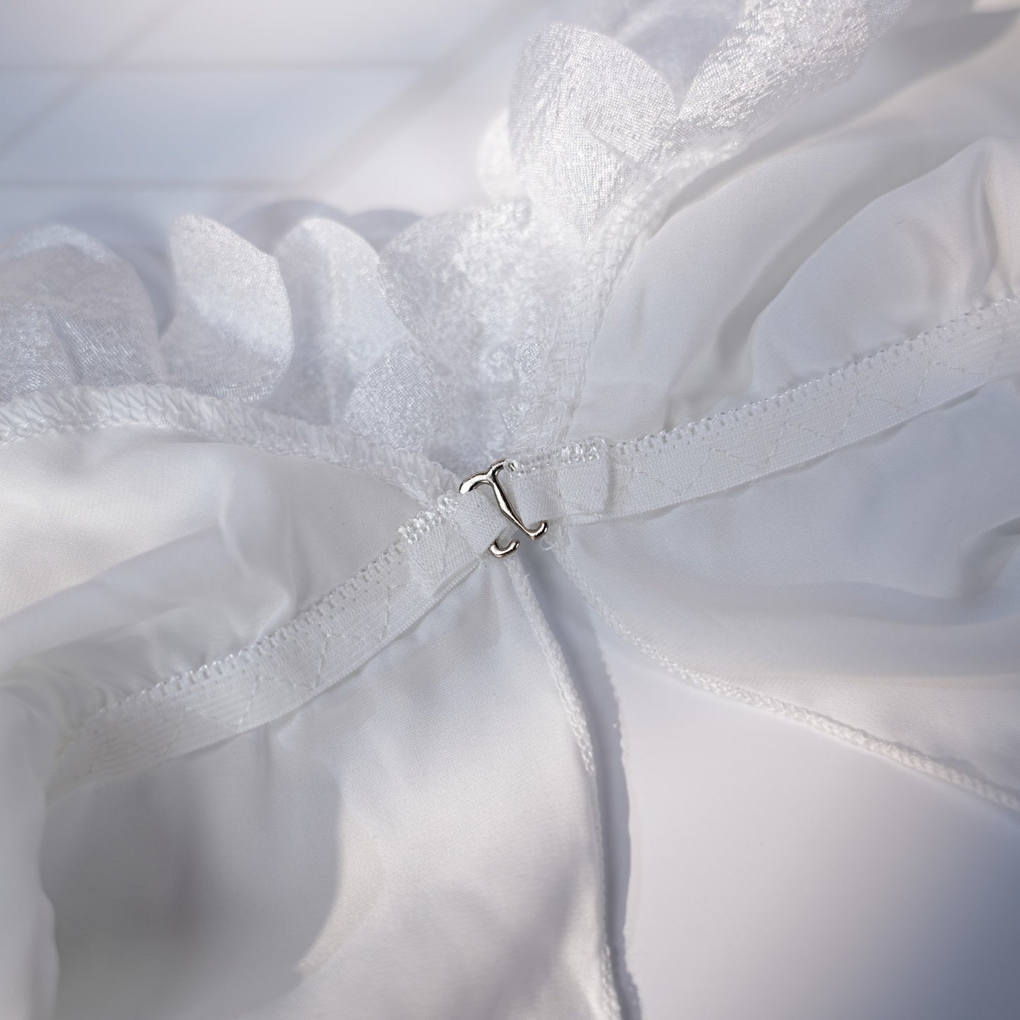 Elegant Ivory White Lace Lingerie Pajama Set