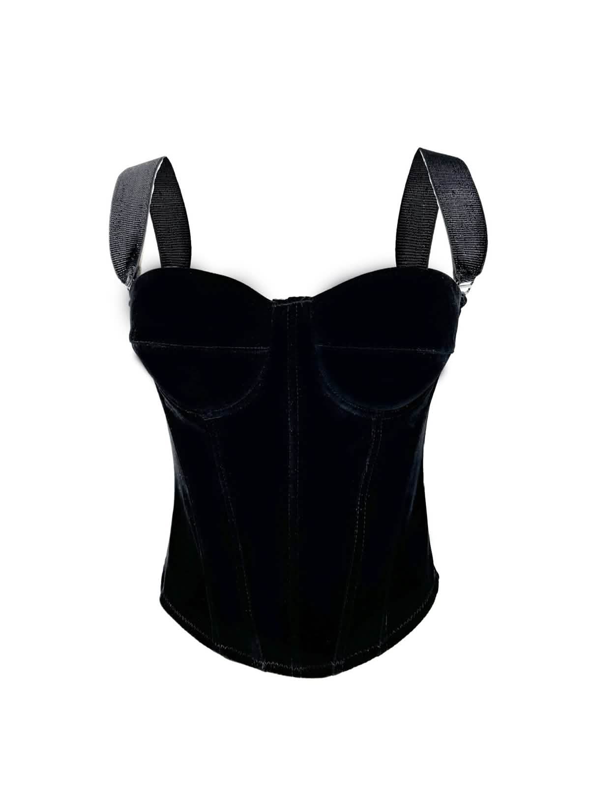 Velvet Strap-Detail Corset