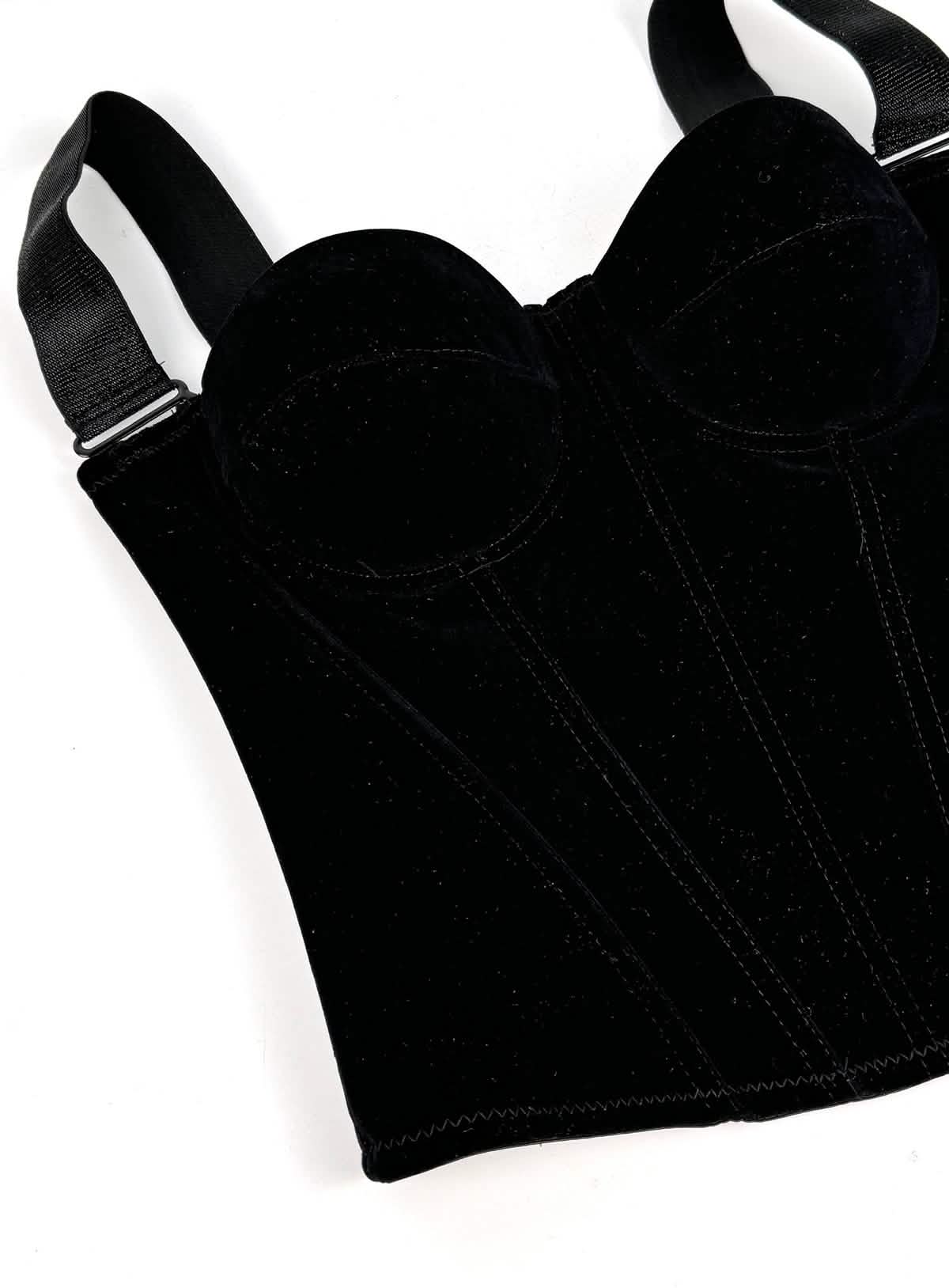 Velvet Strap-Detail Corset