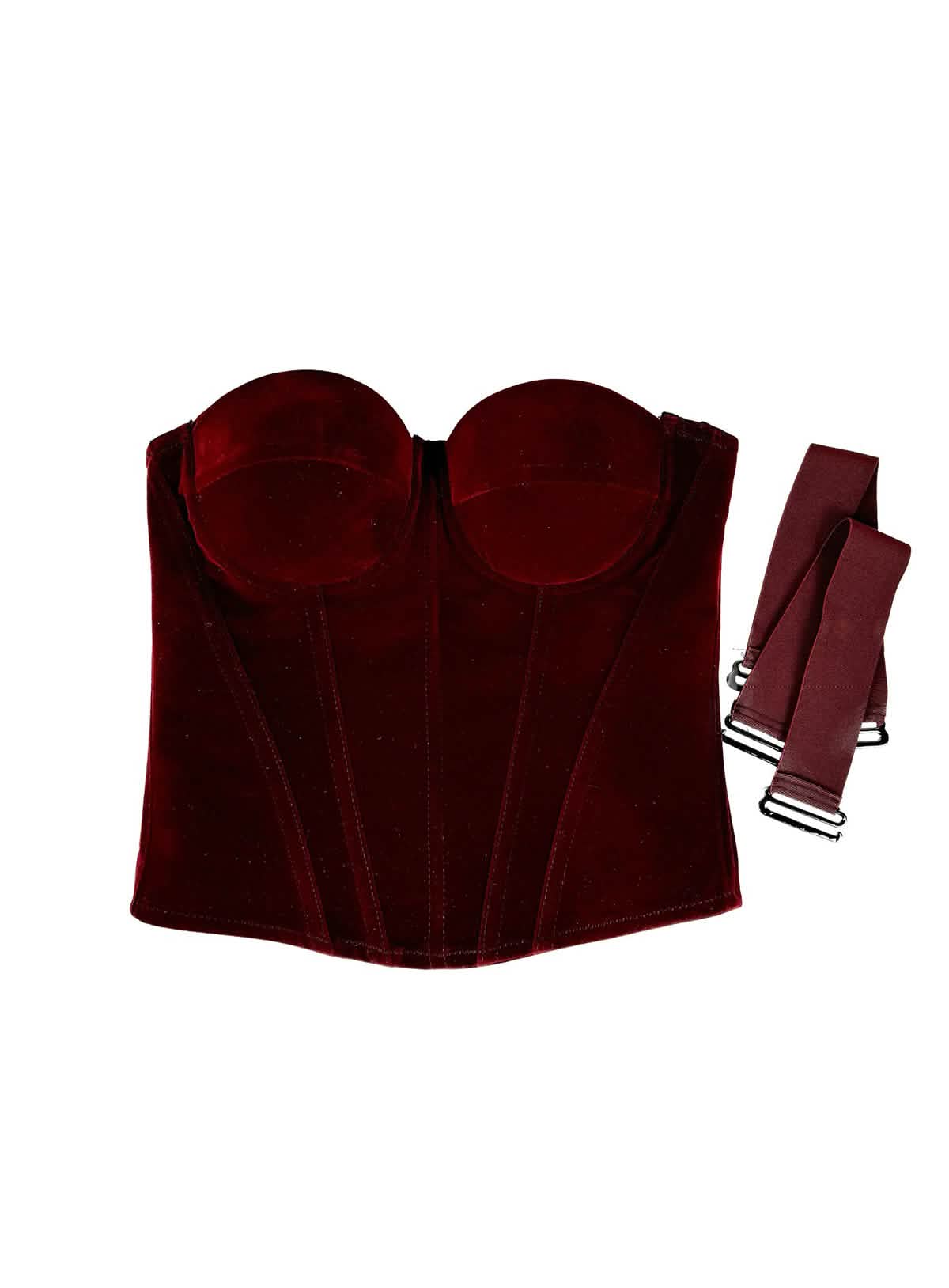 Velvet Strap-Detail Corset
