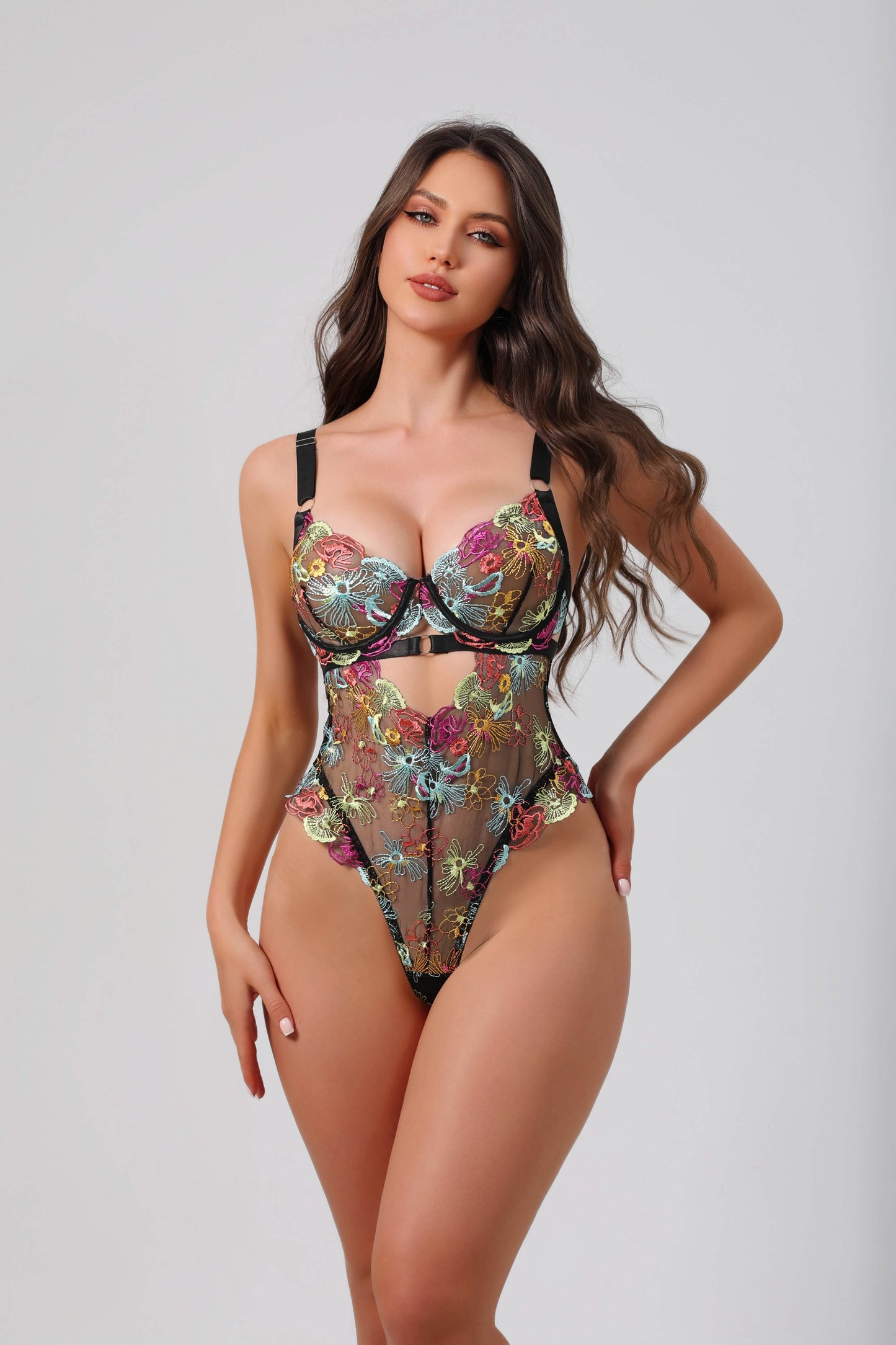 Floral Embroidery Lace Bodysuit