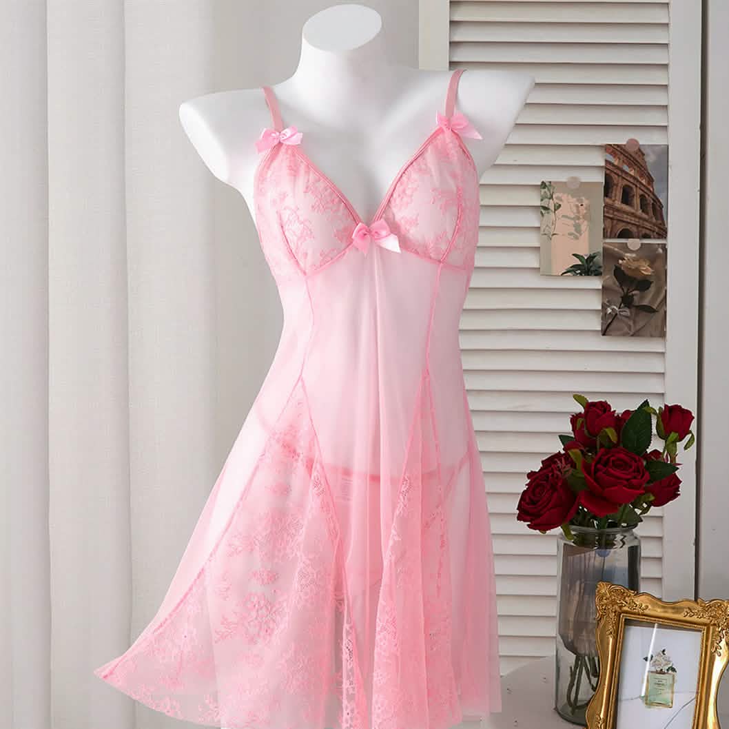 Floral Lace Nightgown Dress Set