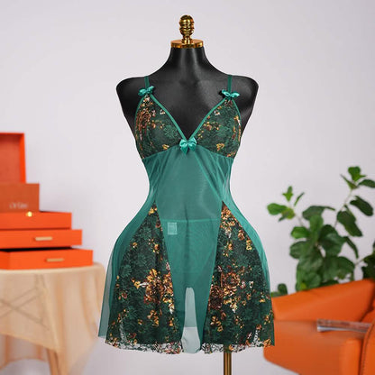 Floral Lace Nightgown Dress Set