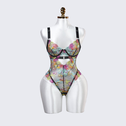 Floral Embroidery Lace Bodysuit