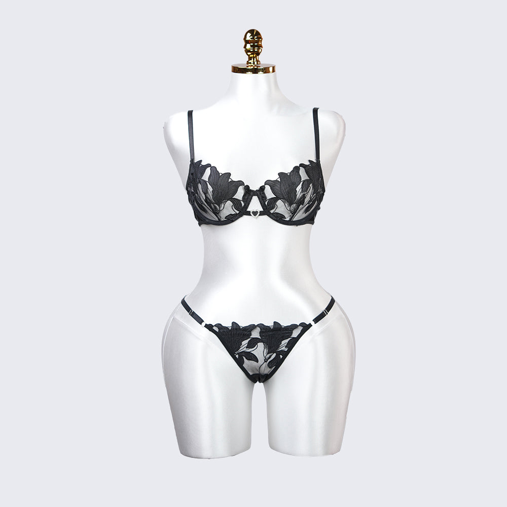 Floral Embroidery Lace Lingerie Set