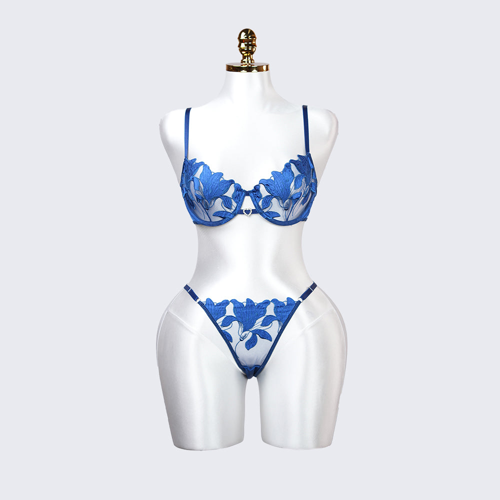 Floral Embroidery Lace Lingerie Set