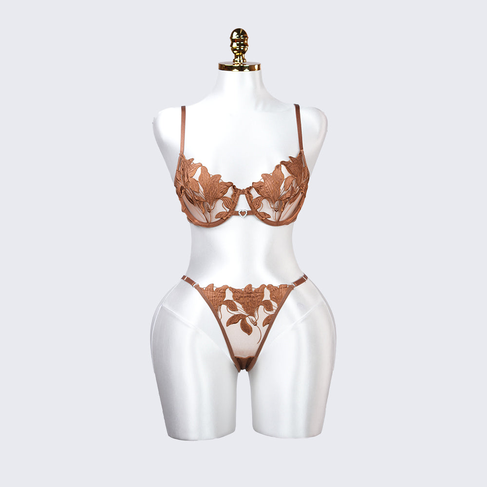 Floral Embroidery Lace Lingerie Set