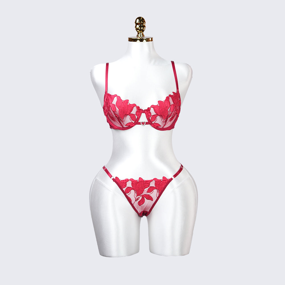 Floral Embroidery Lace Lingerie Set