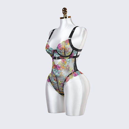 Floral Embroidery Lace Bodysuit