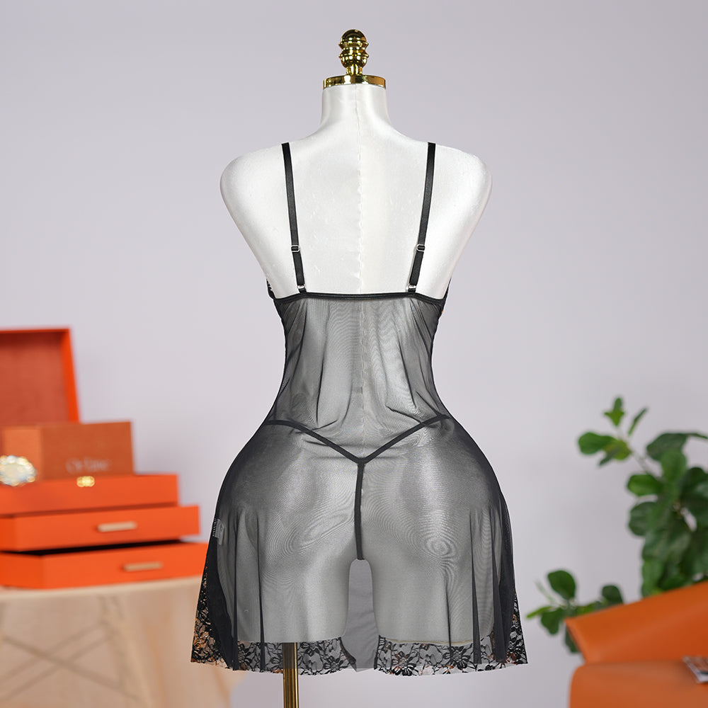 Floral Lace Nightgown Dress Set