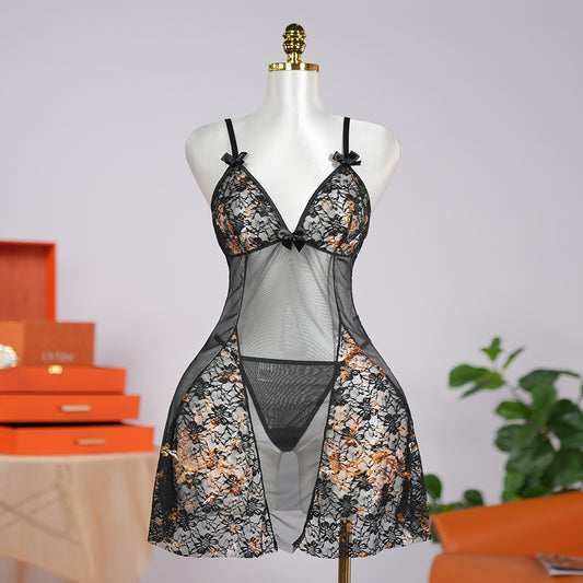 Floral Lace Nightgown Dress Set