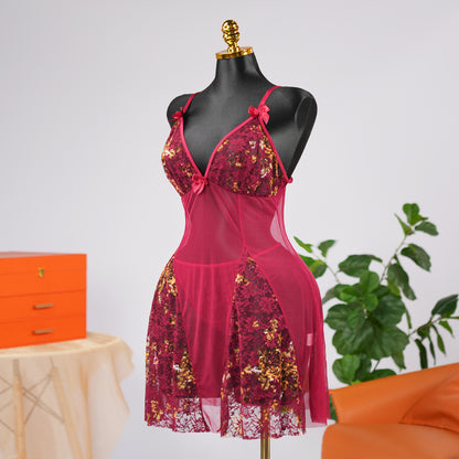 Floral Lace Nightgown Dress Set