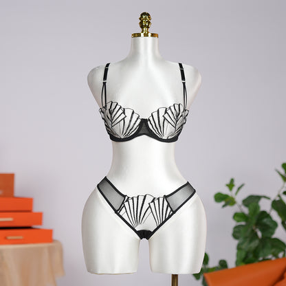 Geometric Lace Embroidery Lingerie Set