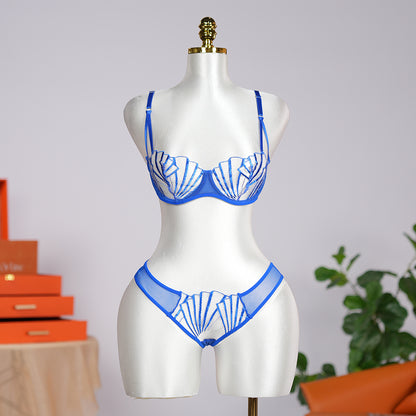 Geometric Lace Embroidery Lingerie Set