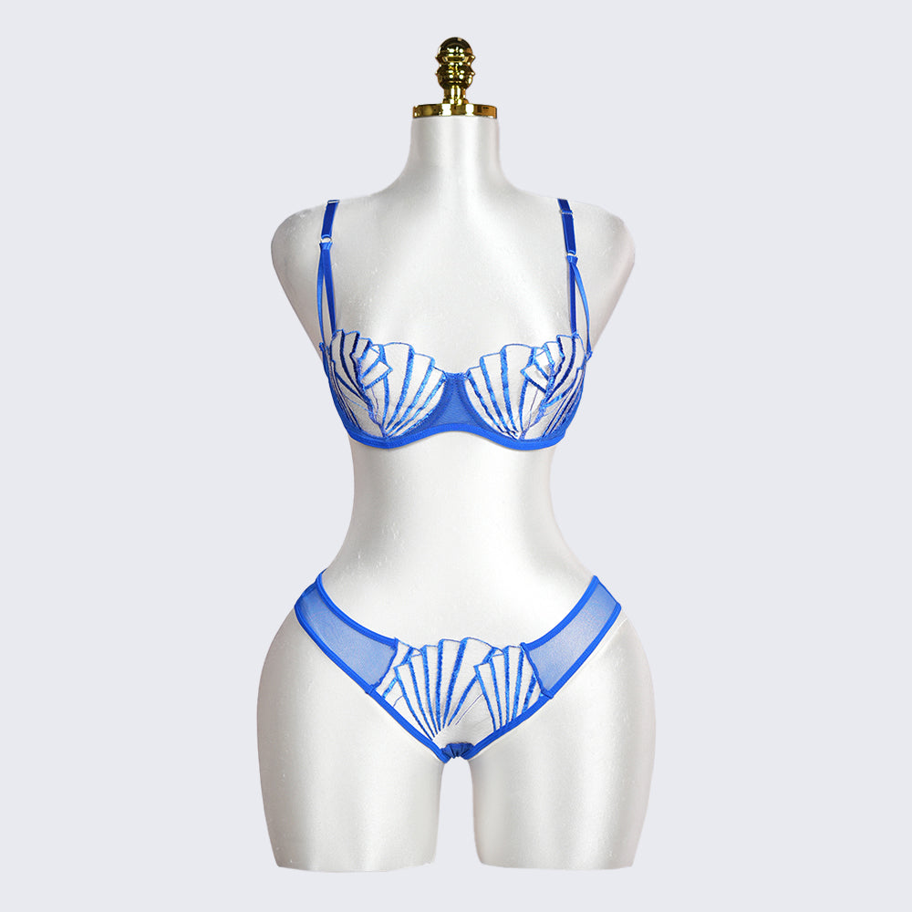 Geometric Lace Embroidery Lingerie Set
