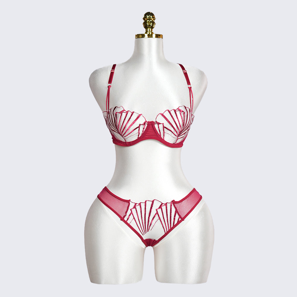 Geometric Lace Embroidery Lingerie Set