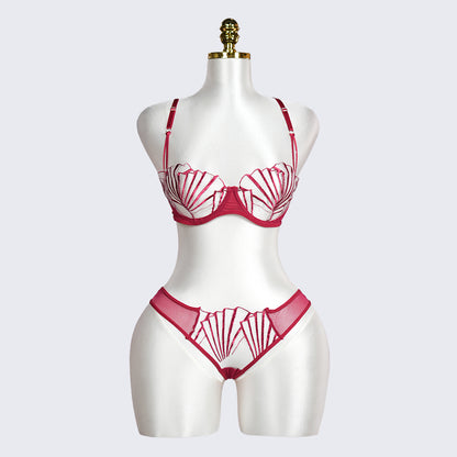 Geometric Lace Embroidery Lingerie Set