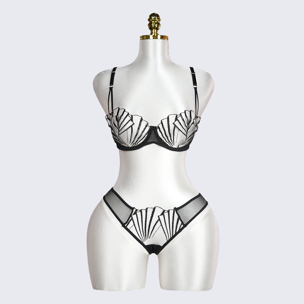 Geometric Lace Embroidery Lingerie Set