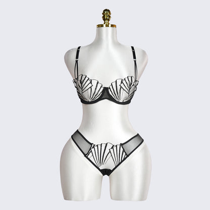 Geometric Lace Embroidery Lingerie Set