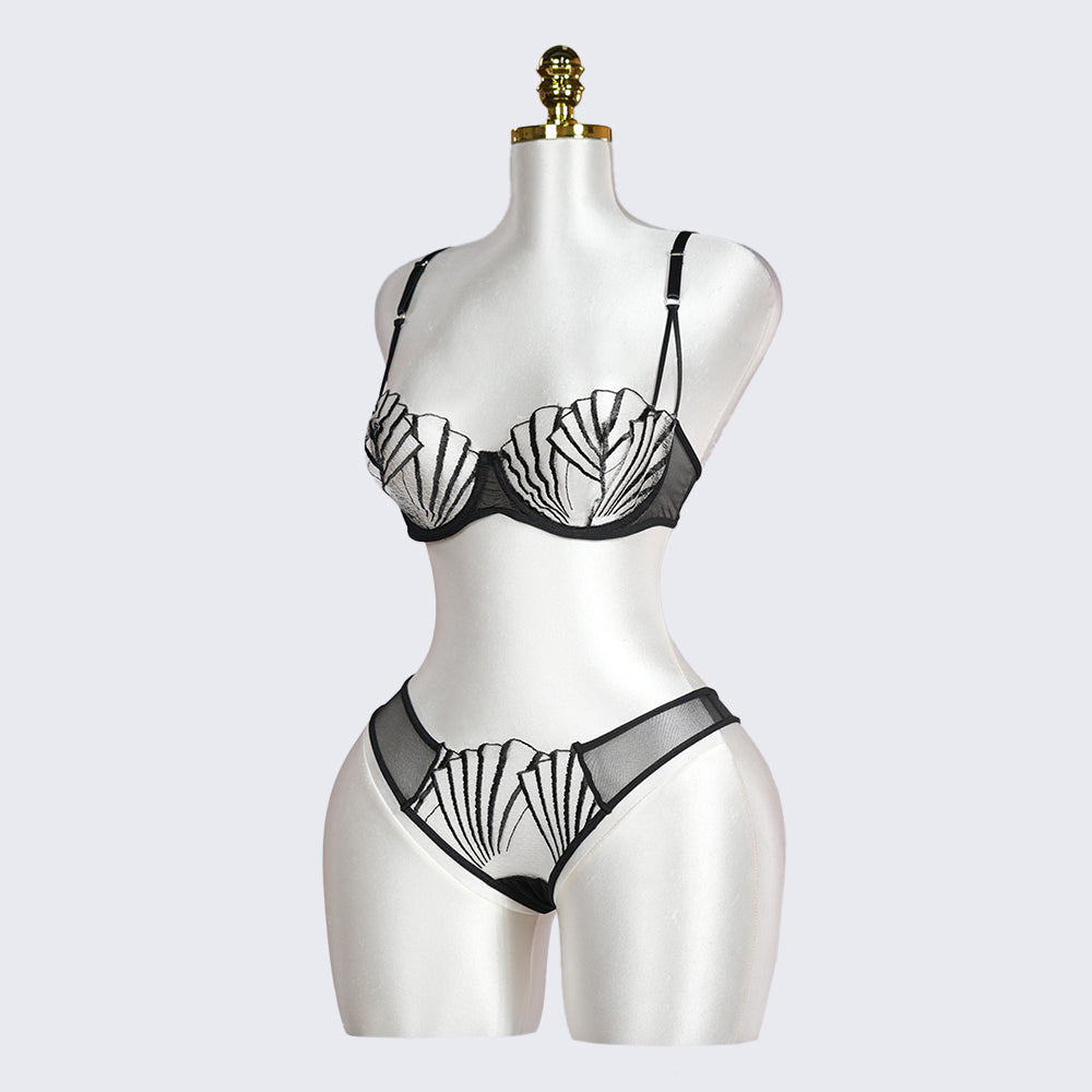 Geometric Lace Embroidery Lingerie Set