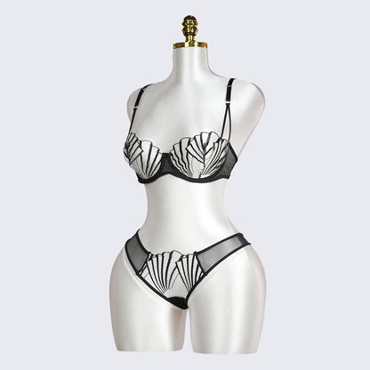 Geometric Lace Embroidery Lingerie Set