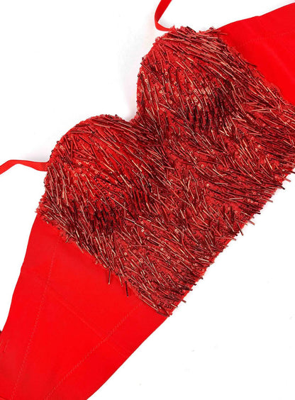 Glint Sequin & Bead-Embellished Camisole Corset Top