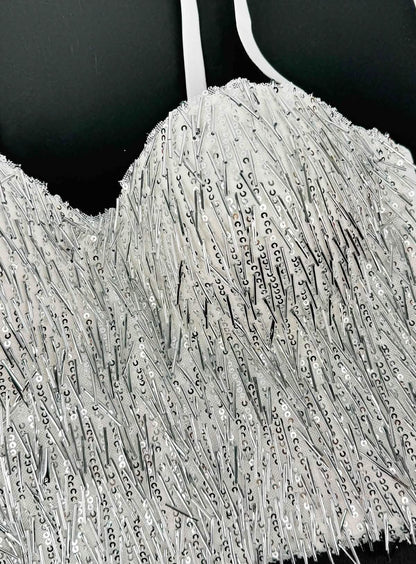 Glint Sequin & Bead-Embellished Camisole Corset Top