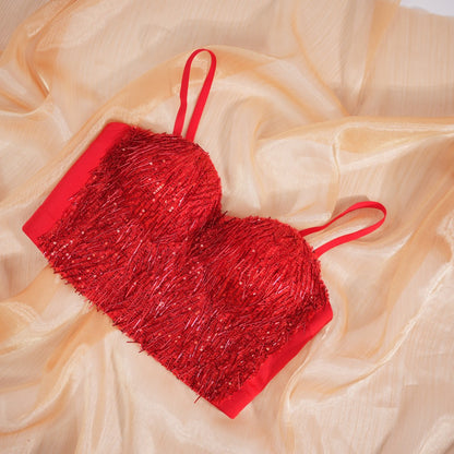 Glint Sequin & Bead-Embellished Camisole Corset Top