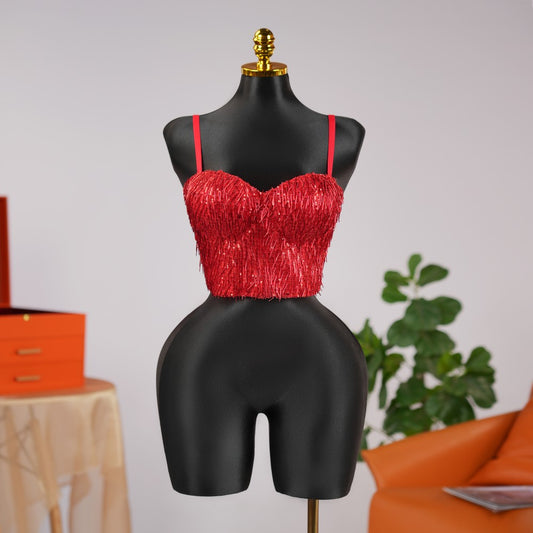 Glint Sequin & Bead-Embellished Camisole Corset Top