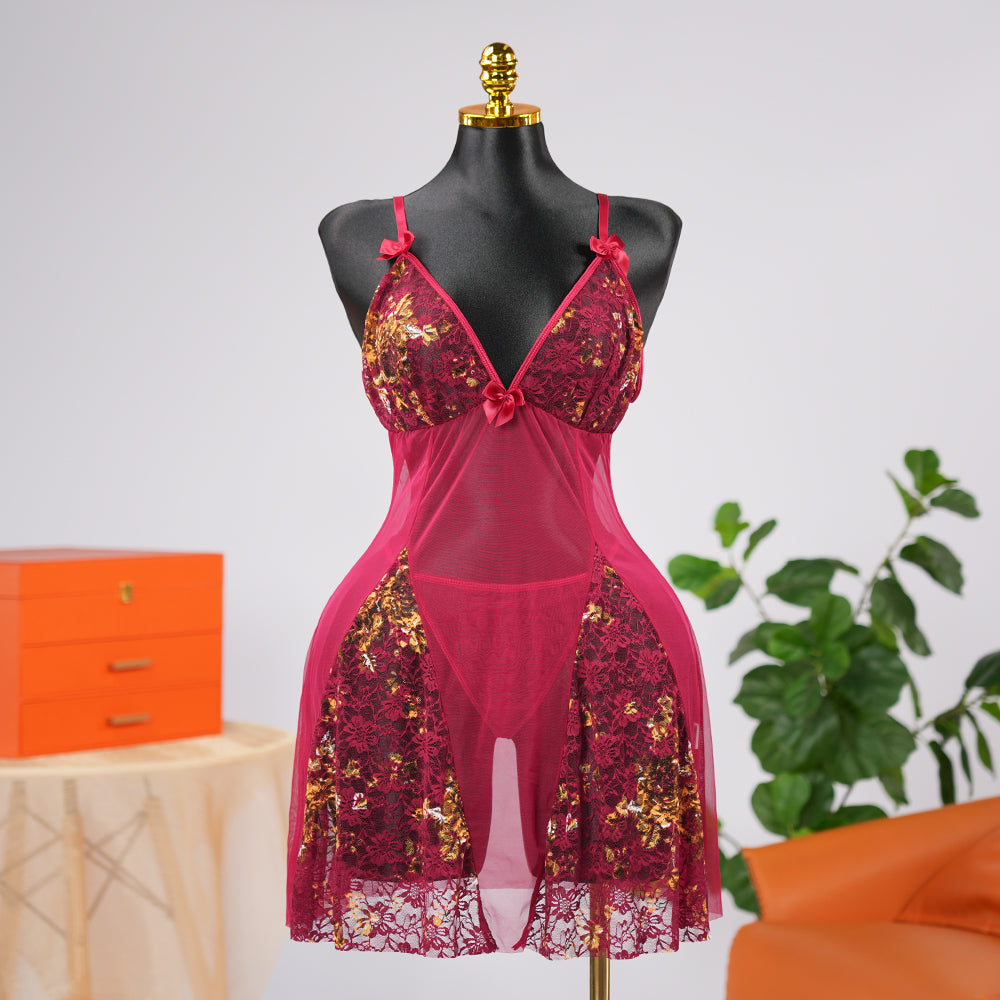 Floral Lace Nightgown Dress Set