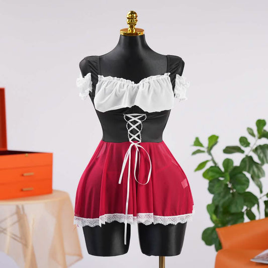 Gothic Outfits for Women Red Hood Cape Party Dress