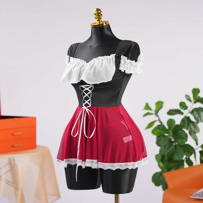 Gothic Outfits for Women Red Hood Cape Party Dress