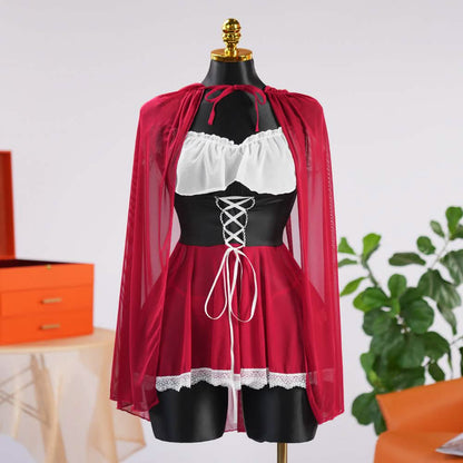 Gothic Outfits for Women Red Hood Cape Party Dress