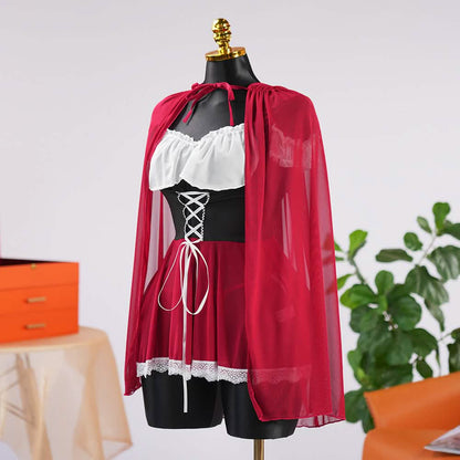 Gothic Outfits for Women Red Hood Cape Party Dress
