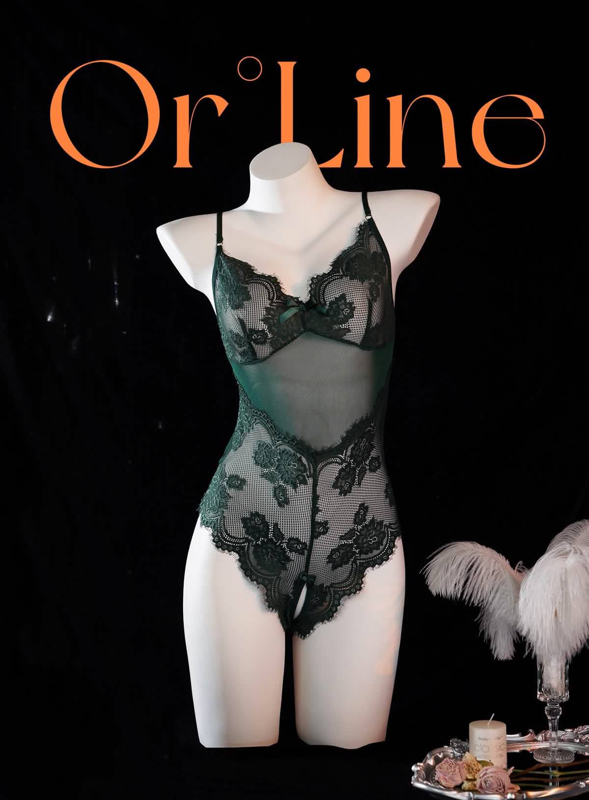 Green Floral Lace Mesh Bodysuit