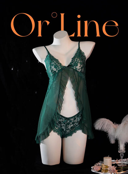 Green Full-body Lace Top Panty Set