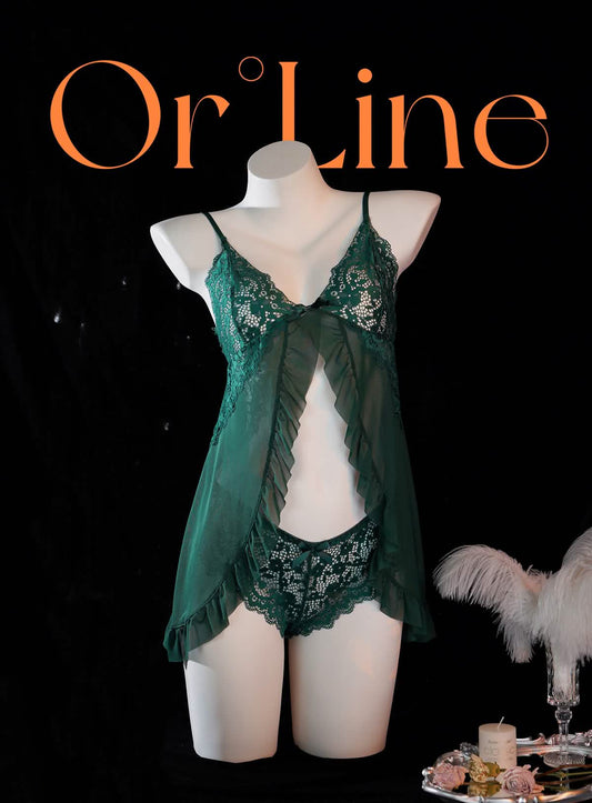 Green Full-body Lace Top Panty Set