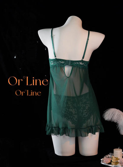 Green Full-body Lace Top Panty Set