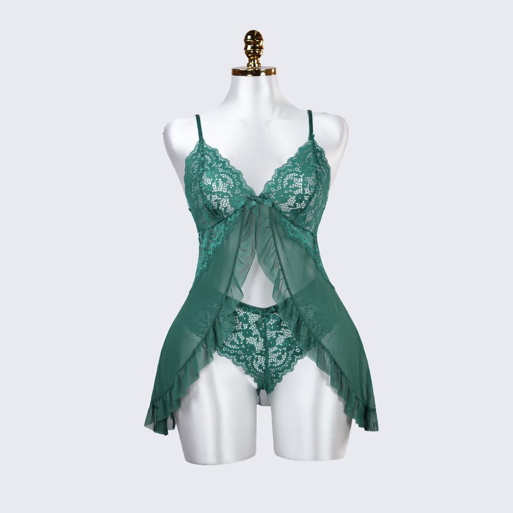 Green Full-body Lace Top Panty Set